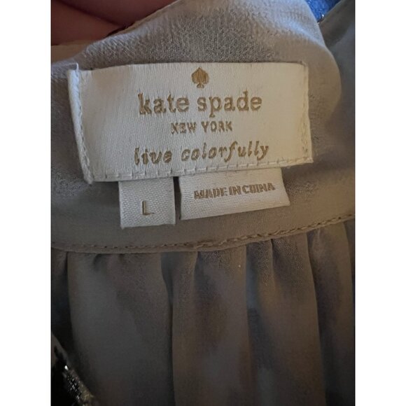 KATE SPADE leopard animal print metallic ruffle sleeveless blouse peplum tie L - Picture 4 of 8